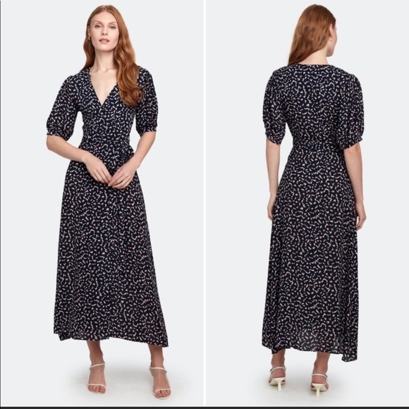 Misa Los Angeles Navy and White Maxi Dress - Picture 1 of 5